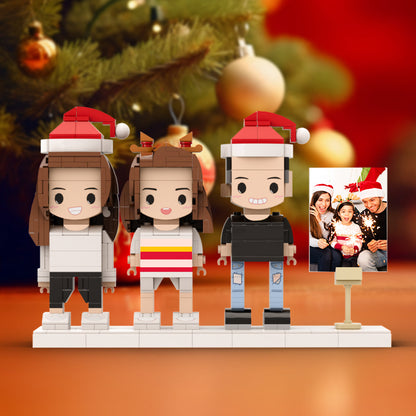 Full Body Customizable 3 People Photo Frame Custom Brick Figures Small Particle Block Perfect Christmas Gifts for Family