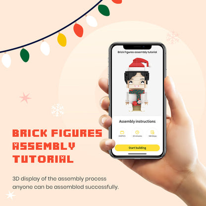 Christmas Matching Couple Pajamas Custom Face Brick Figures Customizable Head 2 People Custom Brick Figures