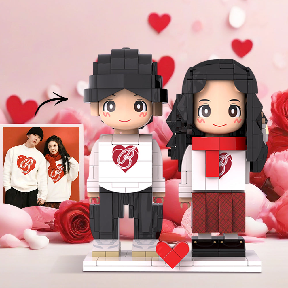 Surprise Gifts with Two Duddu Brick Figures Customized photo Duddu Brick Figuress, handmade DIY birthday and Valentine's Day gifts for girls.