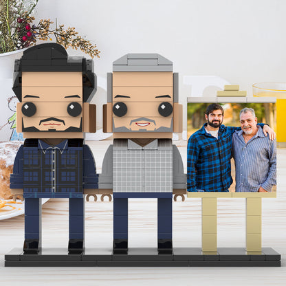 Full Body Customizable 2 People Father And Son Photo Frame Personalized Custom Brick Figures Small Particle Block Toy Personalized For Father's Day