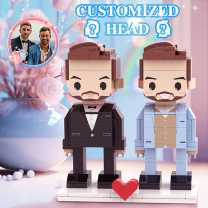 Valentine's Day Gay Couple Gift Brick Figures Personalized Couples Brick Figures Small Particle Block