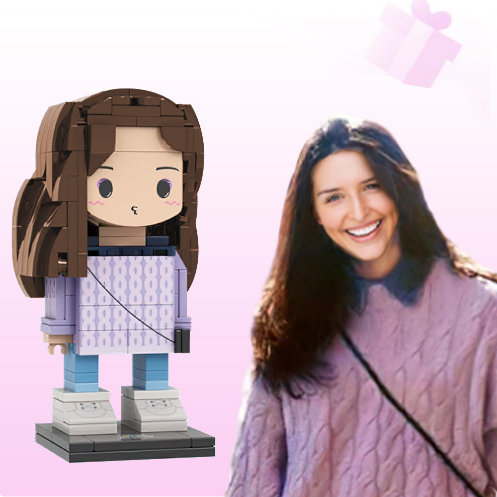 Mother's Day Gift For Grandma Custom Brick Figures Gift 1 Person Full Body Customizable Round Face Brick Figures