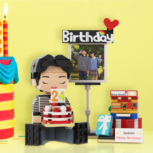 Birthday Gfits for Him Custom Brick Figures Personalized Sitting Brick Figures Small Particle Block Toy