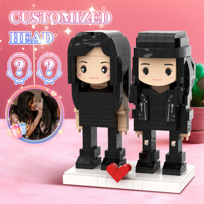 Valentine's Day 2 Girls Cute Brick Figures Personalized Couples Brick Figures Small Particle Block