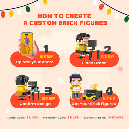 Graduation Gifts for Kids Full Body Custom 1 Person Brick Figures Custom Brick Figures with Frame