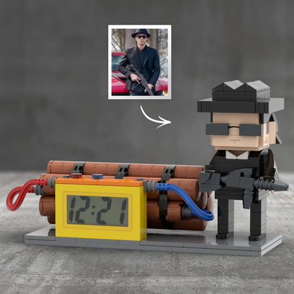 Custom Brick Figures Clock Personalized Dangerous Elements Brick Figures Clock Gifts for Him