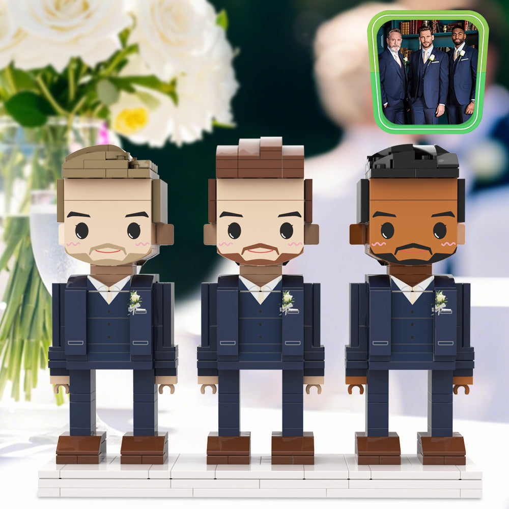 Souvenir For Best Man Full Customized 3 People Full Custom Brick Figures Custom Brick Figures Wedding Anniversary Navy Blue Suit Gift For Best Man