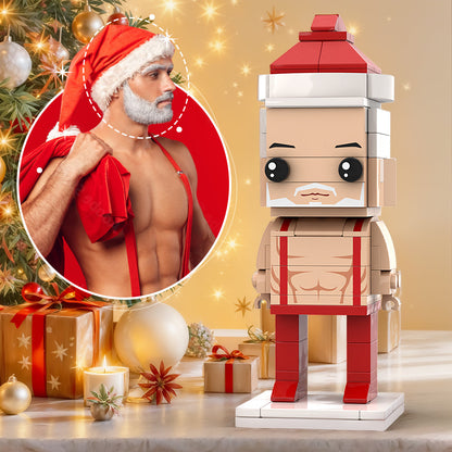 Custom Head Hot Body Santa Claus Interlocking Plastic Toy Personalized Brick Figures Christmas Gift For Man