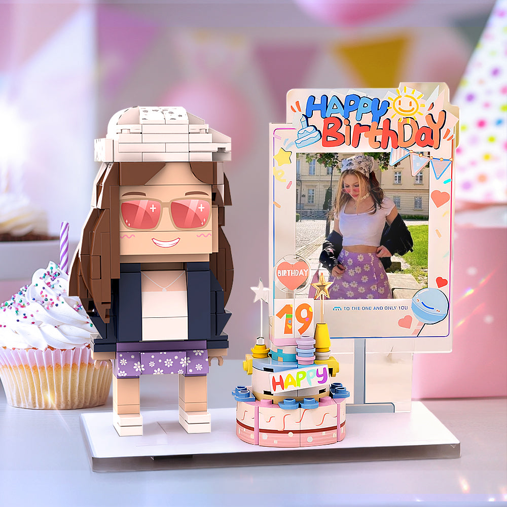 Full Body Birthday Themed Brick Figures Universal Interlocking Plastic Toy Customizable 1 Person Small Particle Block Toy Gift For Birthday Girl