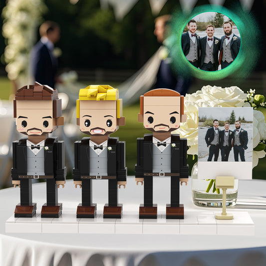 Tidy Best Man Black Suit Fully Body Customizable Custom Brick Figures For Wedding 3 People Custom Brick Figures For Wedding Souvenir