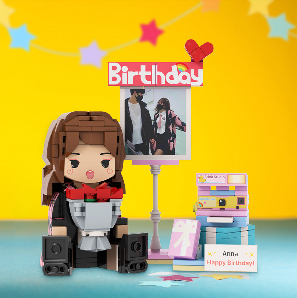 Custom Brirthday Brick Figures Personalized Sitting Brick Figures Small Particle Block Toy