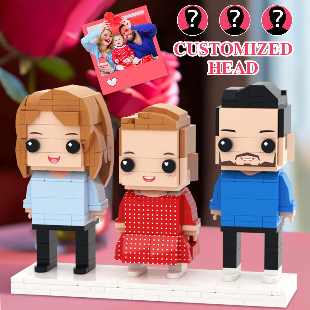 Mother's Day Gift Family Custom Head 3 People Custom Brick Figures Small Particle Block