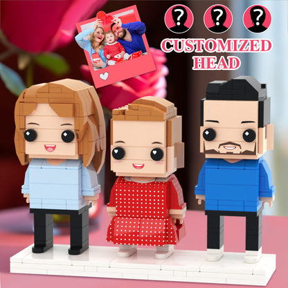 Mother's Day Gift Family Custom Head 3 People Custom Brick Figures Small Particle Block