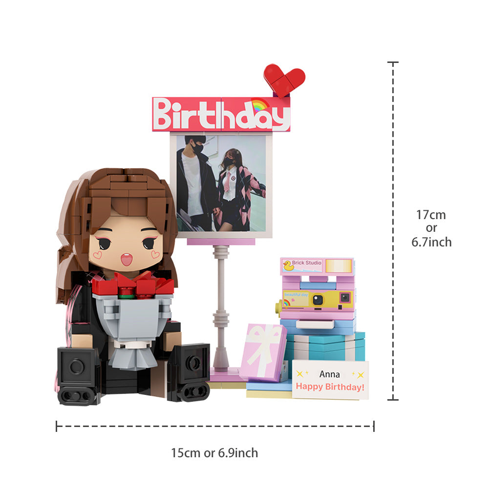 Custom Brirthday Brick Figures Personalized Sitting Brick Figures Small Particle Block Toy