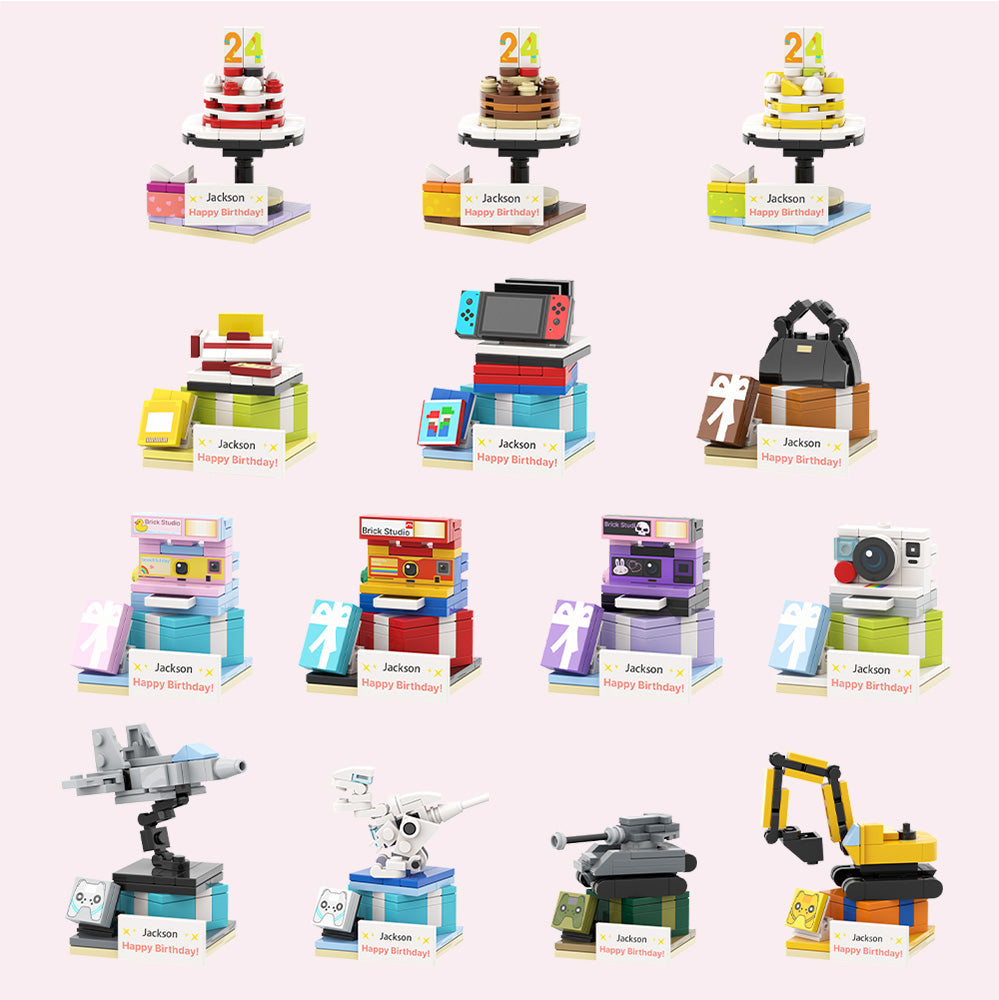 Custom Brirthday Brick Figures Personalized Sitting Brick Figures Small Particle Block Toy