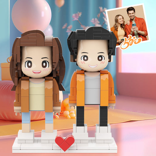 Surprise Gifts with Two Duddu Brick Figures Customized photo figures, handmade DIY gifts with double Duddu Brick Figures expressing love through handmade craftsmanship.