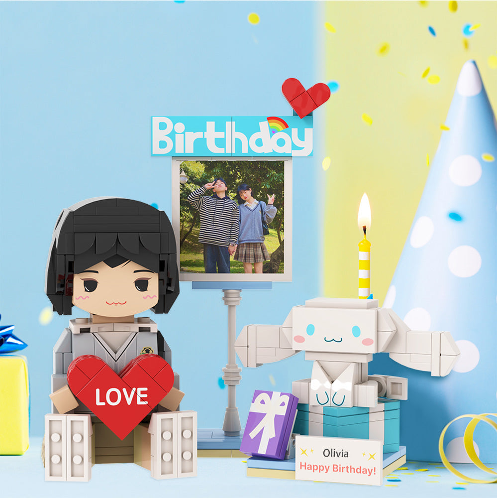 Custom Brirthday Brick Figures Personalized Sitting Brick Figures Small Particle Block Toy