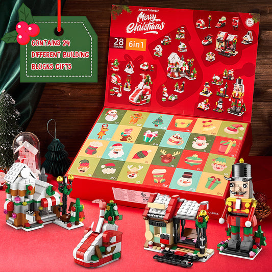 Christmas Brick Figures  Surprise Blind Box  24 Calendar Countdown Gift Box Nutcracker Brick Figures Blind Box