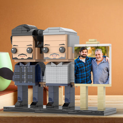 Full Body Customizable 2 People Father And Son Photo Frame Personalized Custom Brick Figures Small Particle Block Toy Personalized For Father's Day