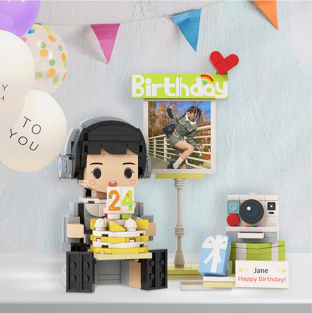 Birthday Gfits for Him Custom Brick Figures Personalized Sitting Brick Figures Small Particle Block Toy