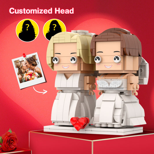 Girl Lesbian Lover Wedding Gift Brick Figures Personalized Couples Brick Figures Small Particle Block GifT For Valentine's Day