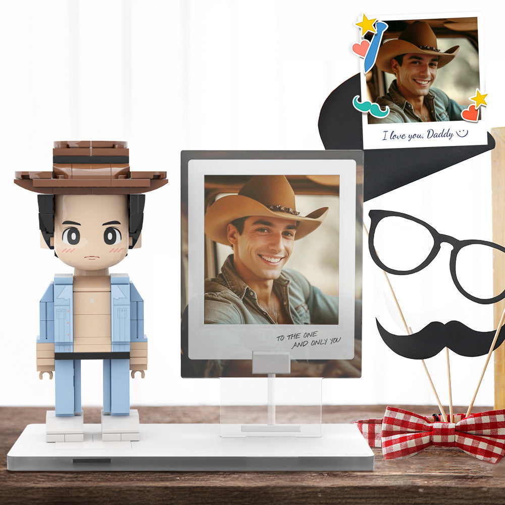 Full Body Duddu Photo Brick Figures Photo In Acrylic Models Customized For Stylish Daddy On Father's Day