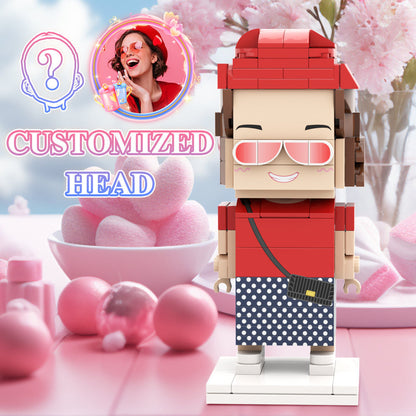 Valentine's Day Gift For Girlfriend Custom Head Brick Figures Personalized Brick Figures Small Particle Block Girl