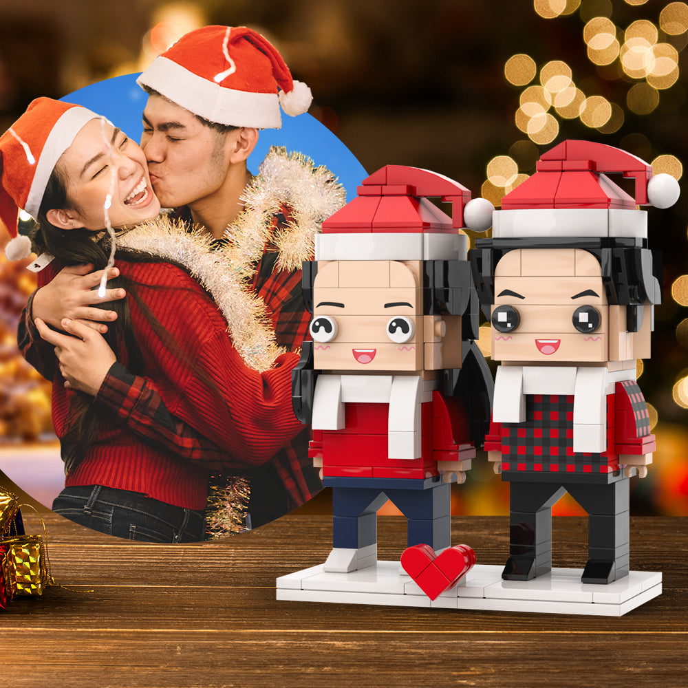 Christmas Couple Personalized Full Body 2 People Custom Brick Figures Christmas Gift For Lovers