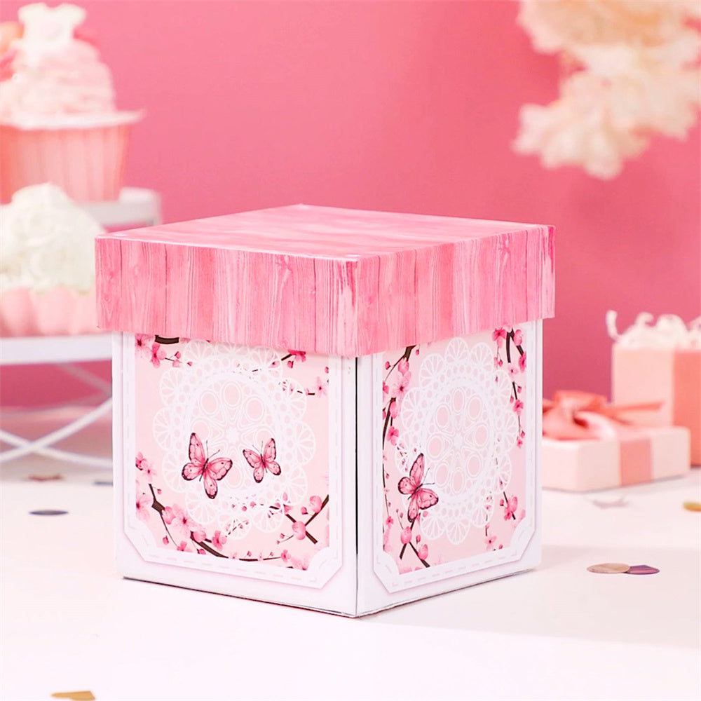 Personalized Birthday Exploding Surprise Box Card Custom Cherry Blossoms 3D Pop-Up Greeting Card