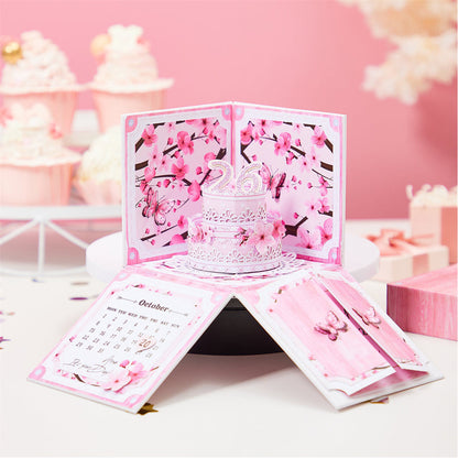 Personalized Birthday Exploding Surprise Box Card Custom Cherry Blossoms 3D Pop-Up Greeting Card