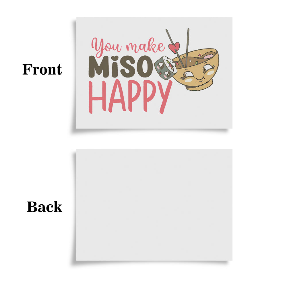 Food Pun You Make Miso Happy Funny Valentine's Day Greeting Card