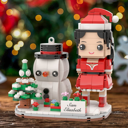 Funny Christmas Gfits Personalized Brick Figures with Christmas Base and Soowman