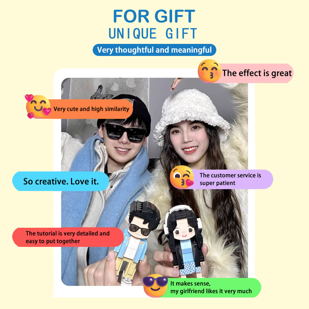 Surprise Photo Duddu Brick Figures Gifts on 520: Customized photo Duddu Brick Figuress, scene-themed Duddu Brick Figures handmade DIY birthday and Valentine's Day gifts for girls.