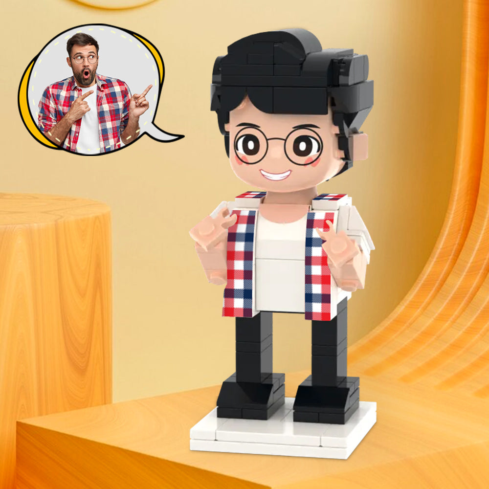 Full Body Duddu Brick Figures Customizable 1 Person Custom Brick Figures Small Particle Block Toy Brick Me Figures For Younger Dad On Father's Day