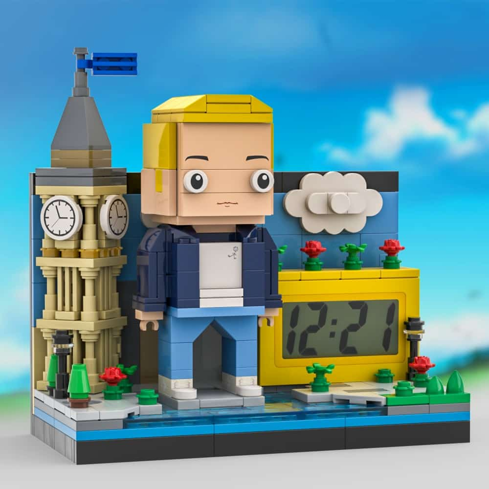 Custom Brick Figures Clock Personalized Brick Mini City & Figures Clock