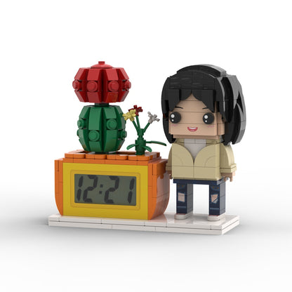 Gifts for Her Custom Brick Figures Clock Personalized Figures Potted Plant & Brick Clock