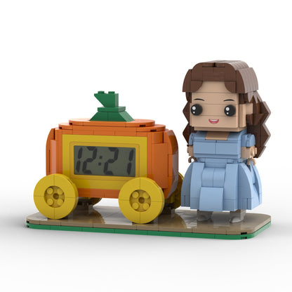 Custom Brick Figures Clock Personalized Brick Pumpkin & Figures Clock