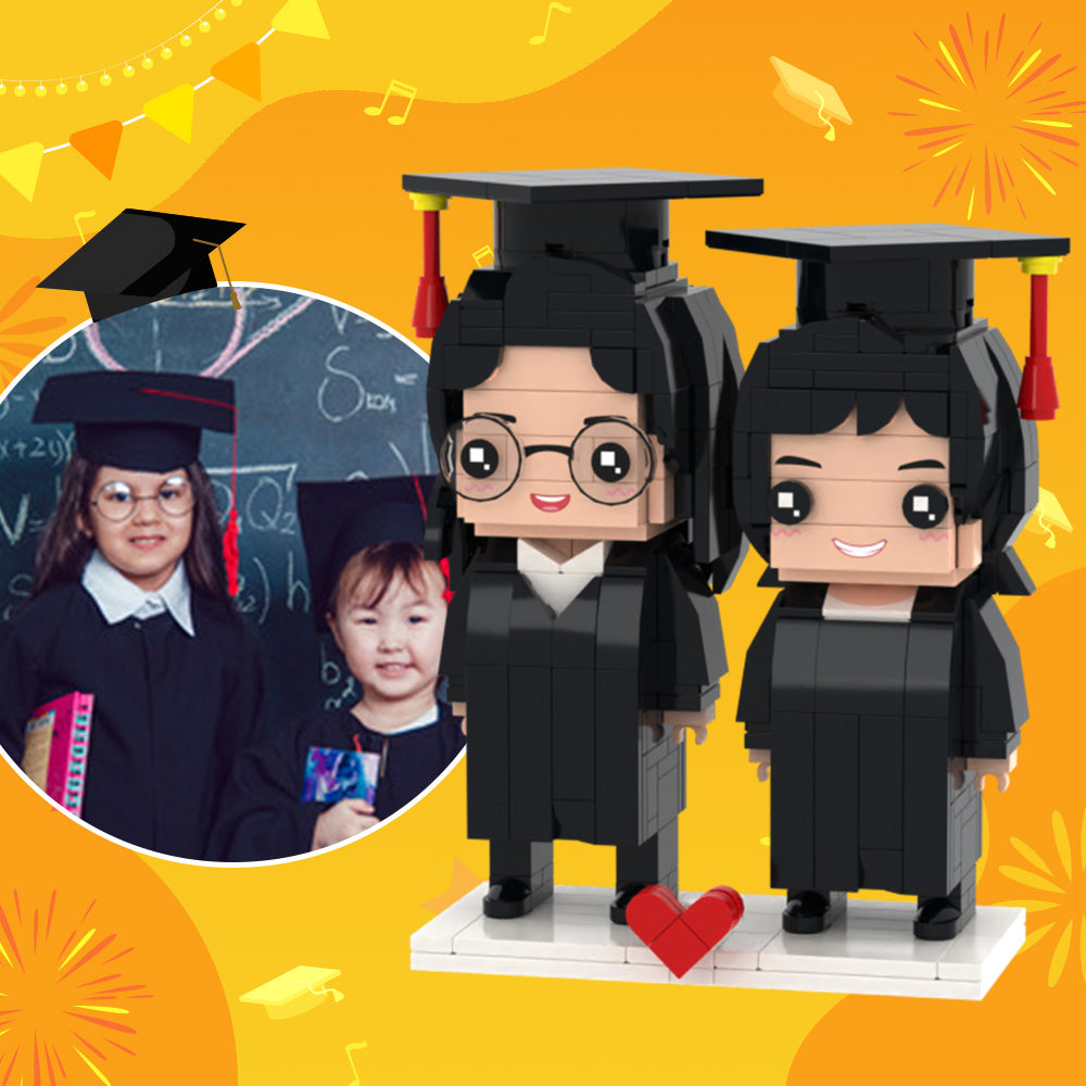 Graduation Gift for Kids  Customizable Fully Body 2 People Custom Brick Figures Children and Friends Brick Figures