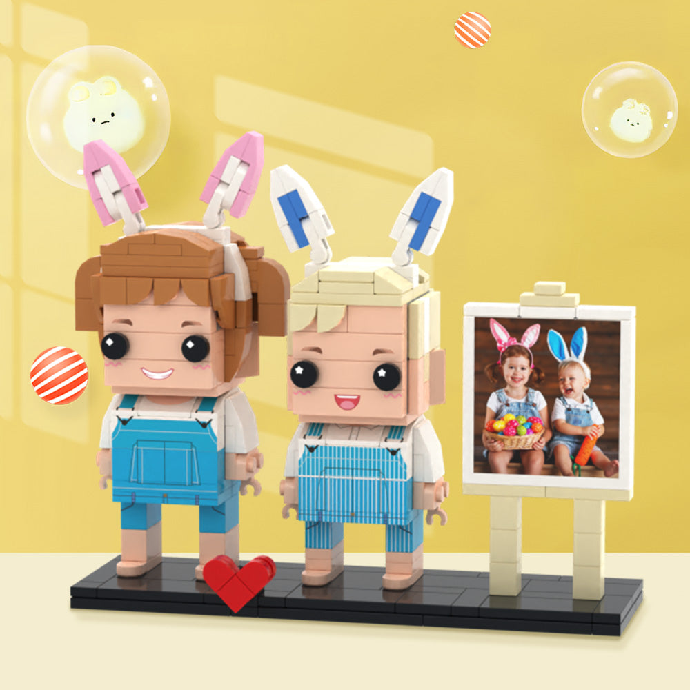 Gifts for Kids Customizable 2 People Photo Frame Custom Brick Figures Small Particle Block