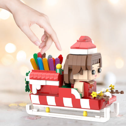 Custom Christmas Brick Figures Pen Holder Personalized Brick Figures and  Pen Holder Custom Brick Figure with Santa's Sleigh