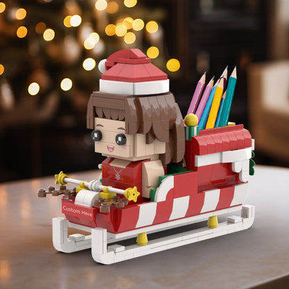 Custom Christmas Brick Figures Pen Holder Personalized Brick Figures and  Pen Holder Custom Brick Figure with Santa's Sleigh