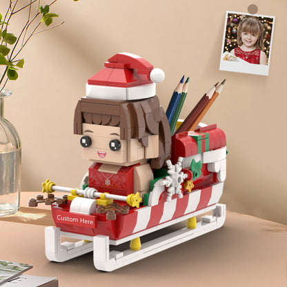 Custom Christmas Brick Figures Pen Holder Personalized Brick Figures and  Pen Holder Custom Brick Figure with Santa's Sleigh