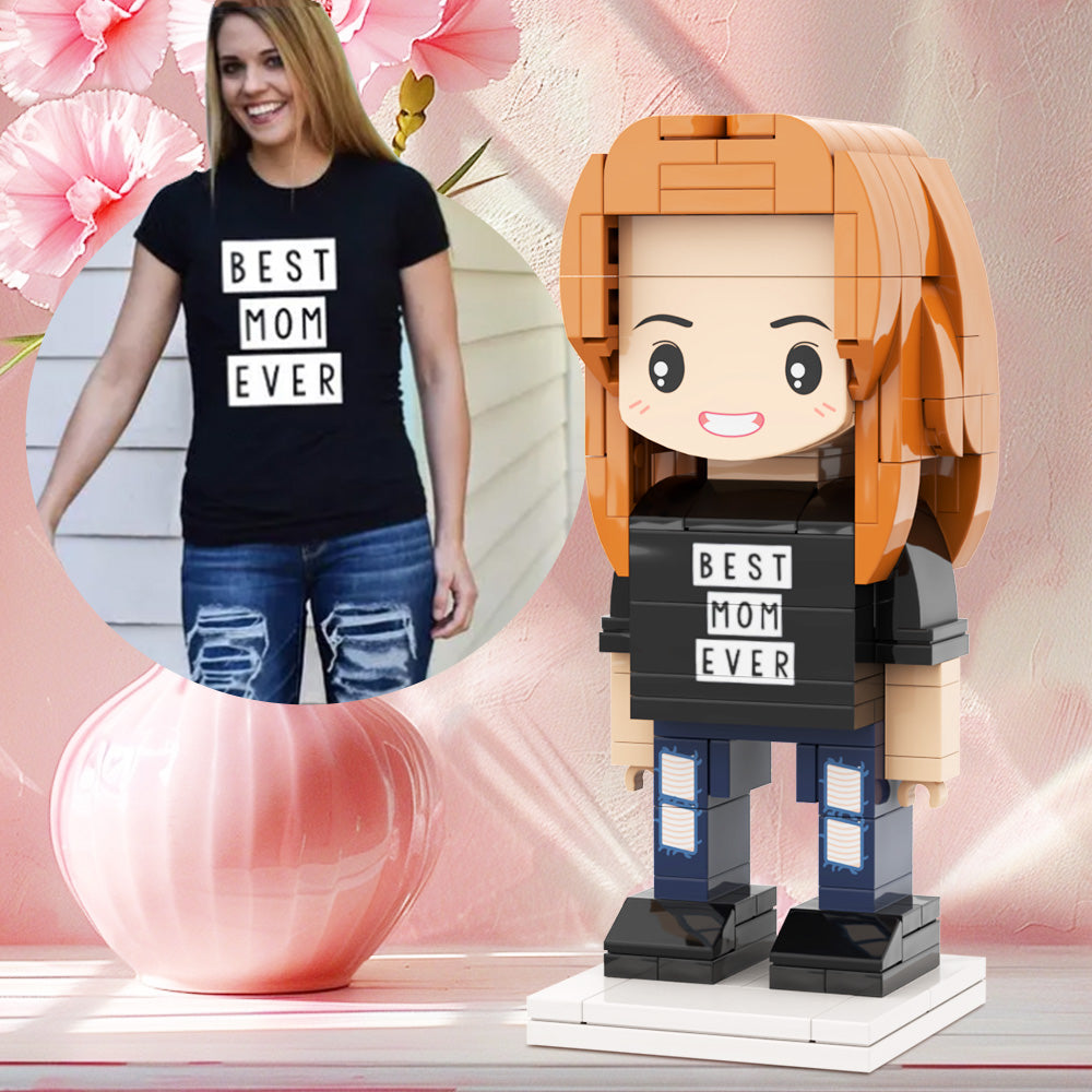 Mother's Day Gift For Grandma Custom Brick Figures Gift 1 Person Full Body Customizable Round Face Brick Figures