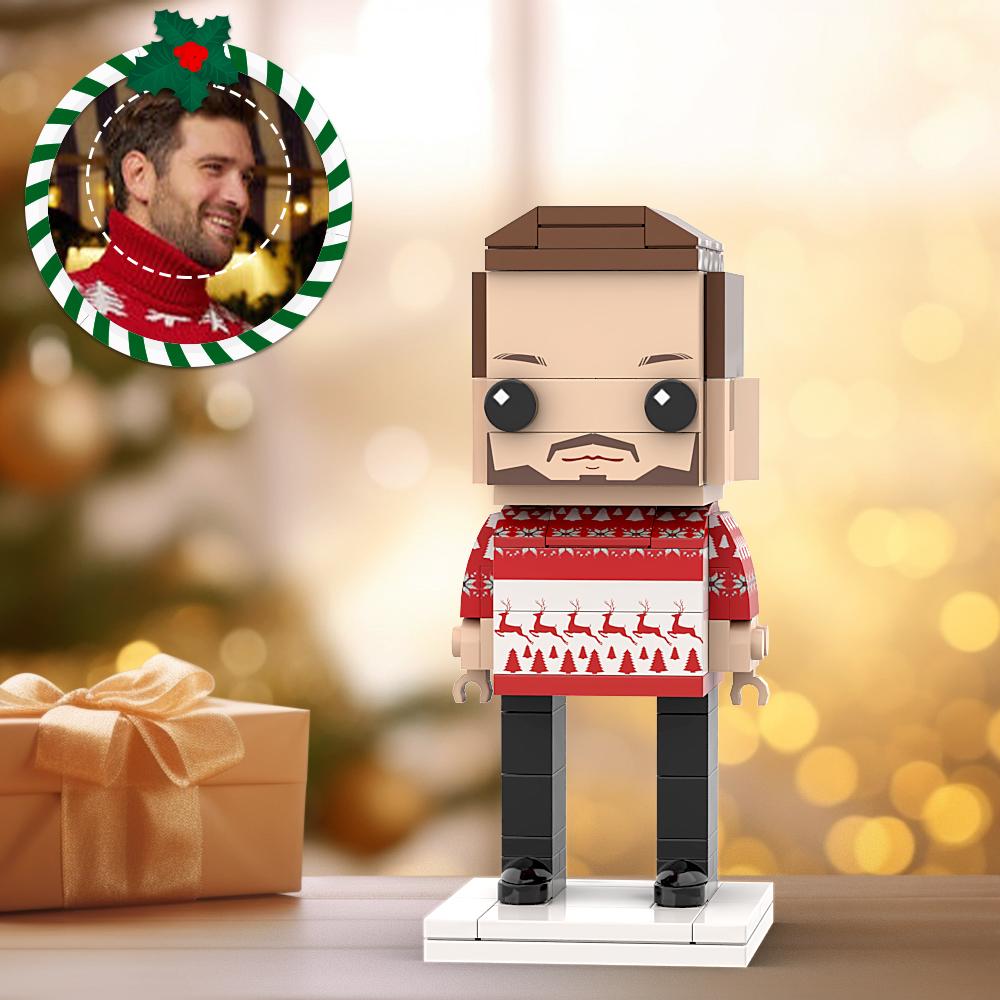 Custom Head Brick Figures Christmas Personalized Christmas Man Brick Figures Small Particle Block Man