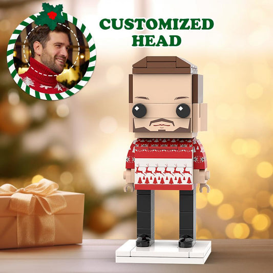 Custom Head Brick Figures Christmas Personalized Christmas Man Brick Figures Small Particle Block Man