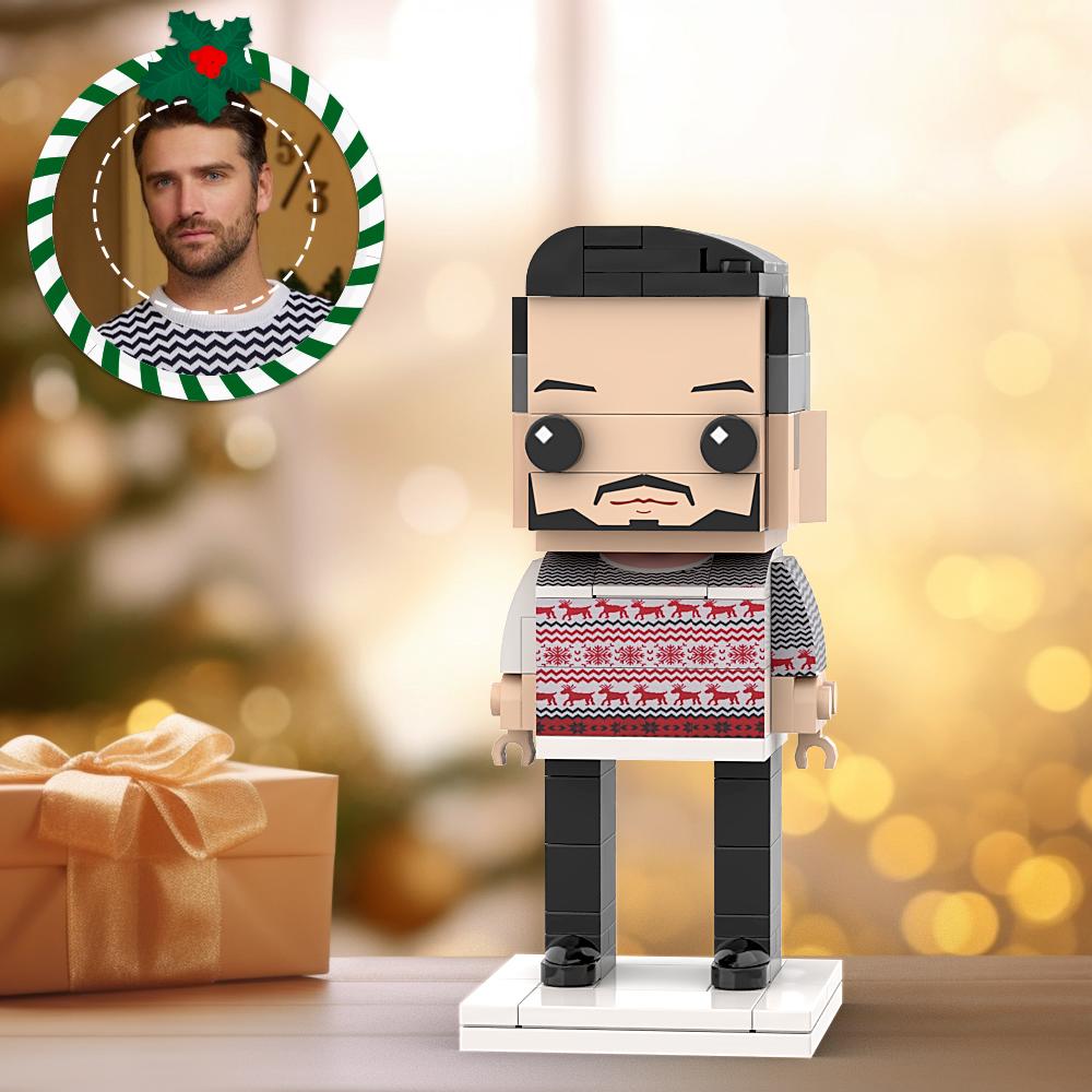 Custom Christmas Head Brick Figures Personalized Christmas Man Brick Figures Small Particle Block Man