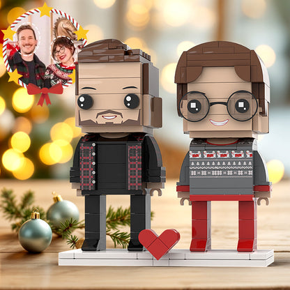 Customizable Head Lovely Couple Interlocking Plastic Toy Christmas Gift For Couples