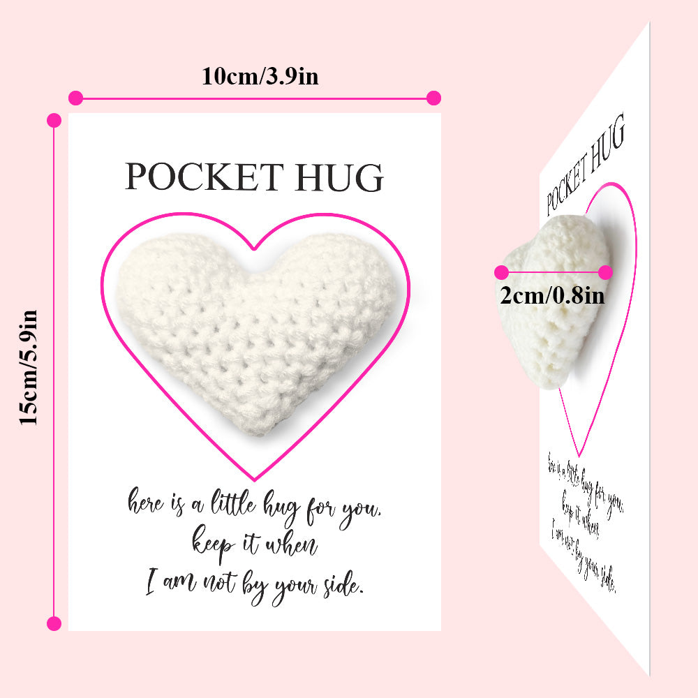 Custom Text Card with Pocket Hug Crochet Heart Multicolor