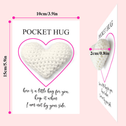 Custom Text Card with Pocket Hug Crochet Heart Multicolor