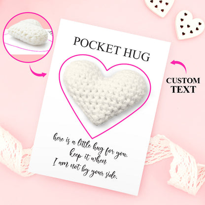 Custom Text Card with Pocket Hug Crochet Heart Multicolor